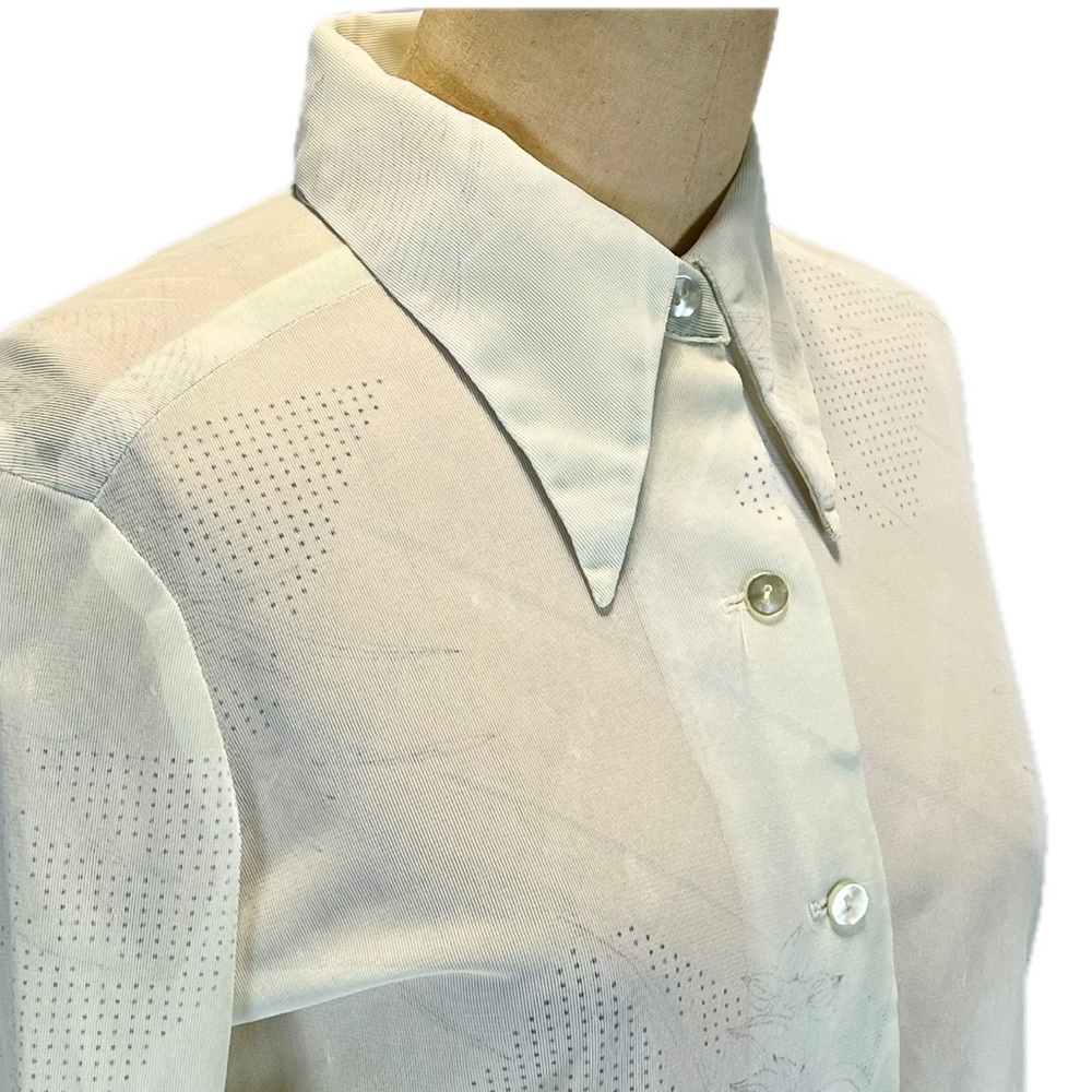 VINTAGE 70s disco pointed dagger collar button down shirt women’s floral groovy